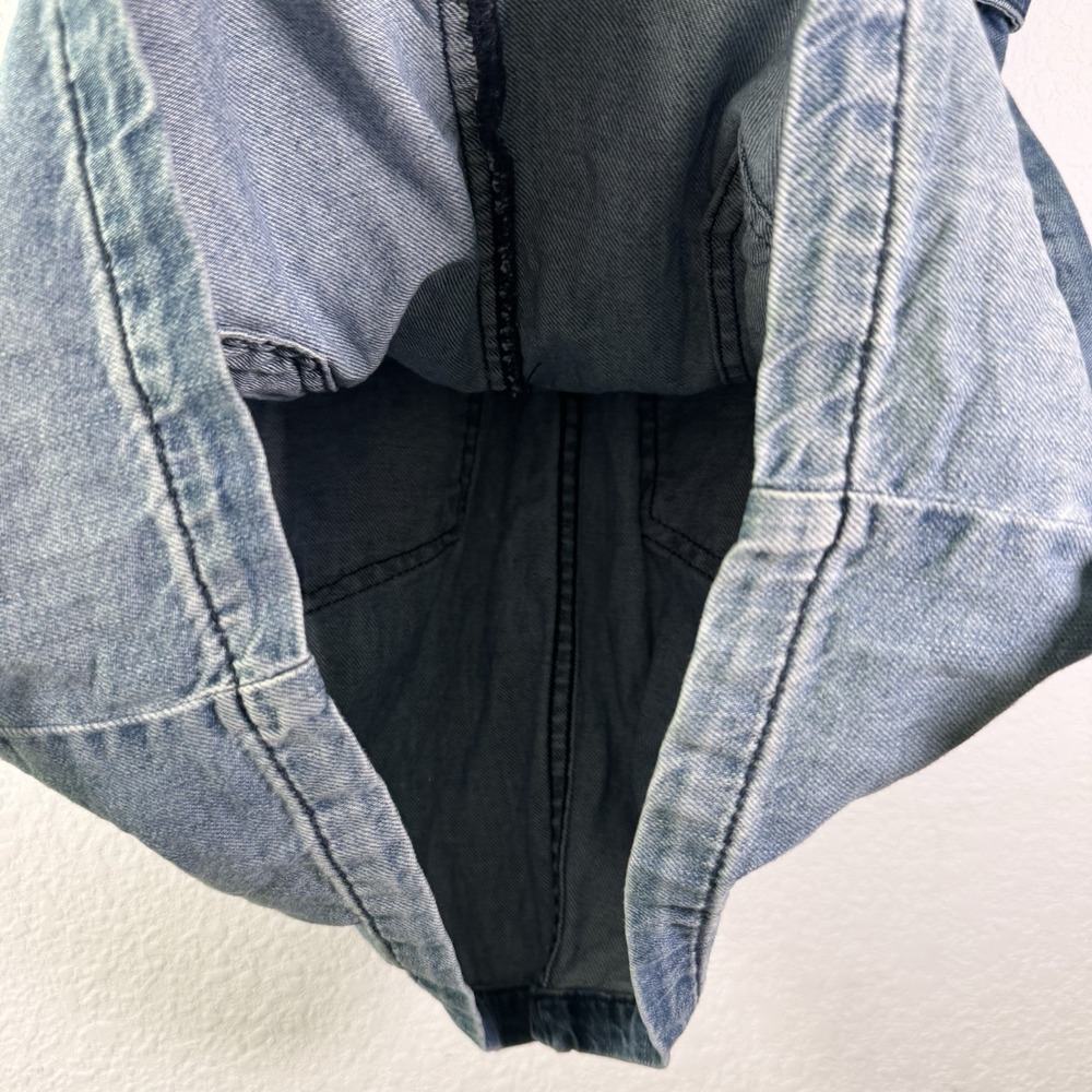 Free‎ People Paperbag Waist Denim Skirt Blue Jean Tie Belt Pockets | Size 6 - Picture 4 of 6